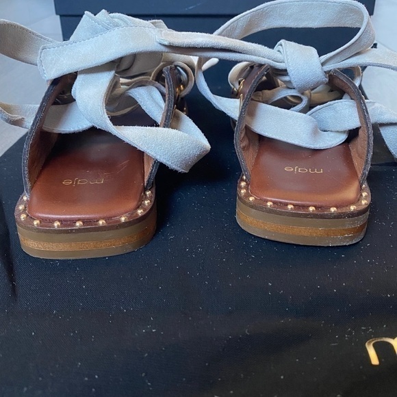 Maje Marron Velvet Lace Up Sandals In Brown Size EU 37 - Picture 4 of 14